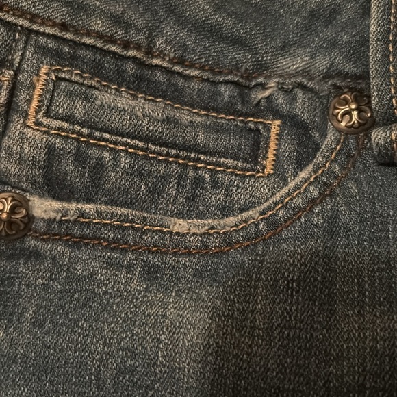 MISS ME Cross JEANS Distressed Embellished Embroidered Rhinestone 30 30 Low Rise - Picture 9 of 9